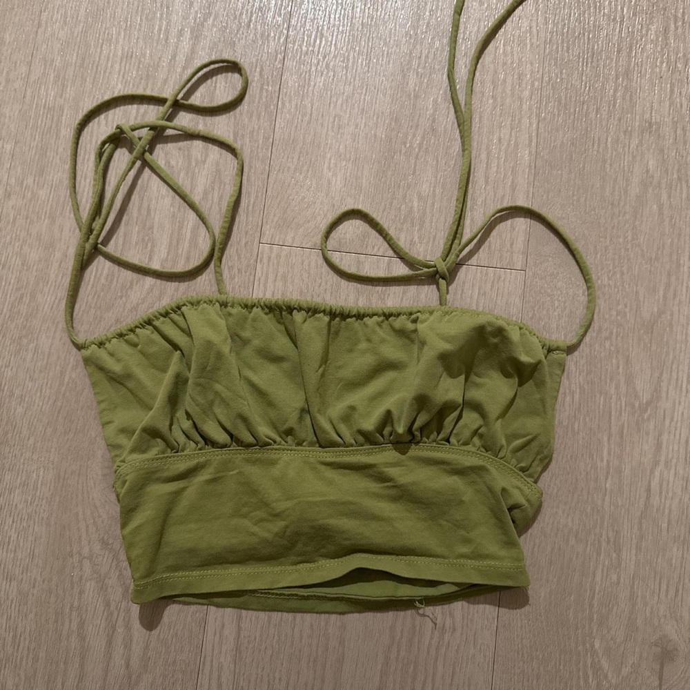 Princess Polly Green Ruched Crop Top